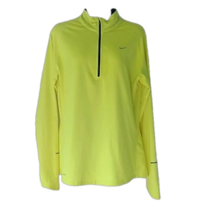 NIKE Element Bright Yellow Dri-FIT Long Sleeve Half Zip Running Shirt Sz L